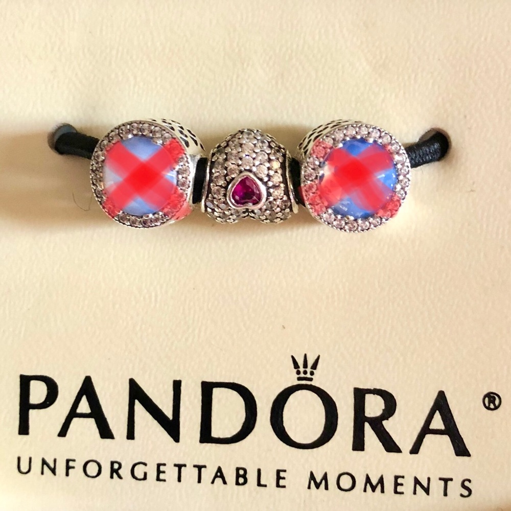 Pandora Pave CZ Heart Charm with synthetic Ruby‼️